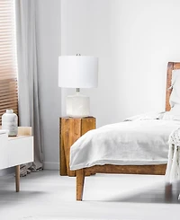 All The Rages 19" Contemporary Bohemian Ceramic Eyelet Pattern Floral Textured Bedside Table Lamp with White Fabric Shade