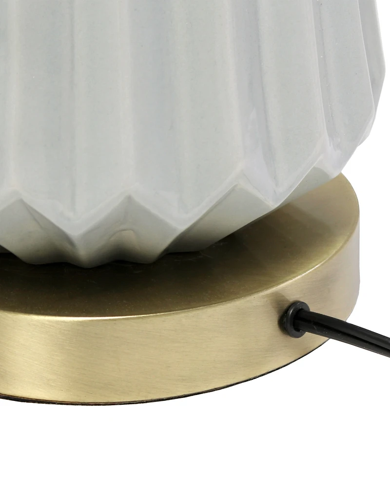 All The Rages 25" Classic Fluted Ceramic and Metal Table Lamp with White Fabric Shade for Bedside Desk Foyer End table Dresser Dining Room