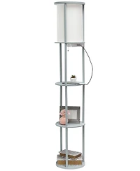 All The Rages Etagere Organizer Storage Floor Lamp with 2 Usb Charging Ports, 1 Charging Outlet