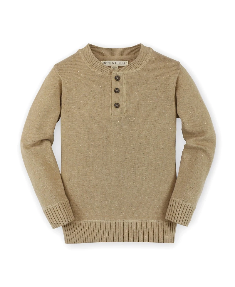 Hope & Henry Boys' Organic Cotton Long Sleeve Henley Pullover Sweater, Kids