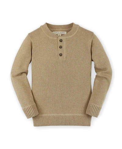 Hope & Henry Boys' Organic Cotton Long Sleeve Henley Pullover Sweater, Kids