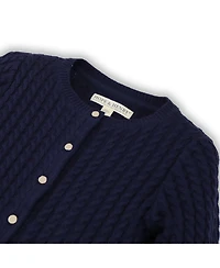 Hope & Henry Baby Girls Organic Long Sleeve Classic Cable Cardigan Sweater