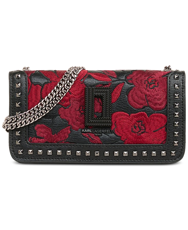 Karl Lagerfeld Paris Lafayette Tapestry Leather Wallet on a Chain