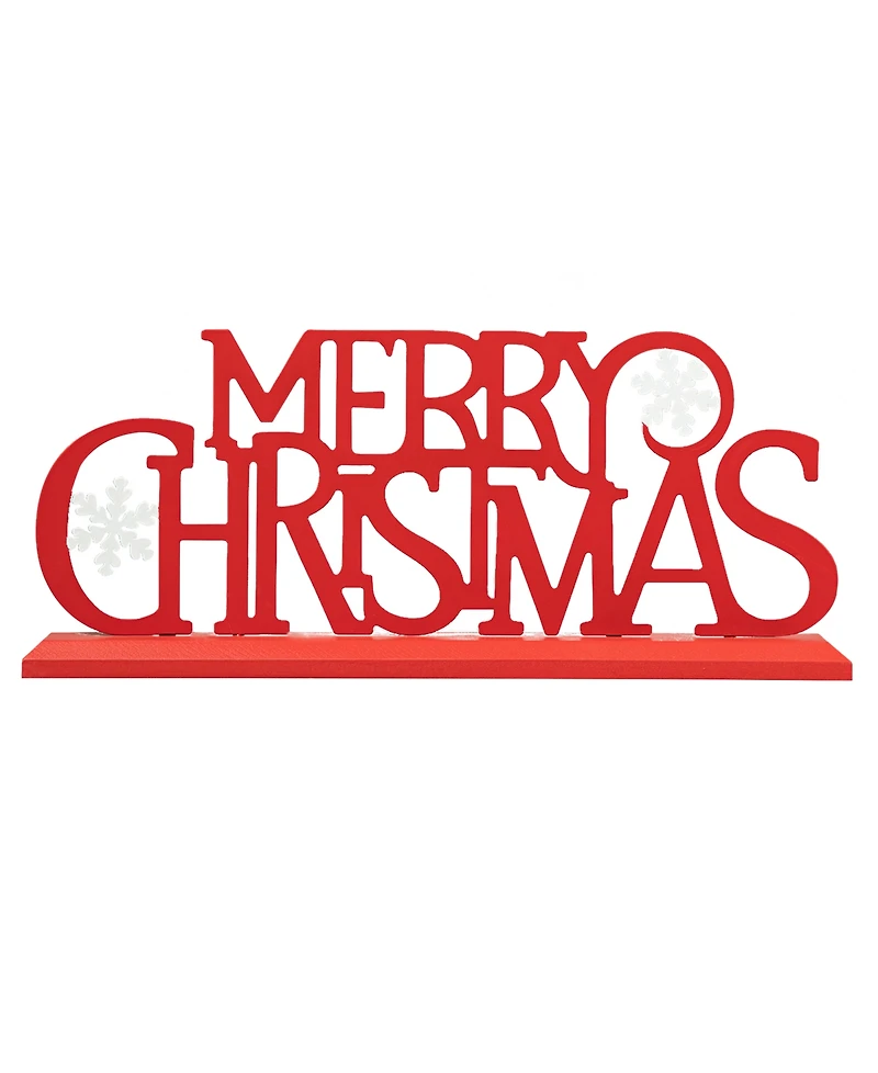 Glitzhome 18" L Wood Metal Merry Christmas Table Decor