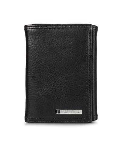 Nautica Men's Enameled Logo Leather Trifold Wallet
