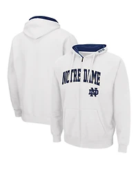 Men's Colosseum White Notre Dame Fighting Irish Arch and Logo 3.0 Full-Zip Hoodie