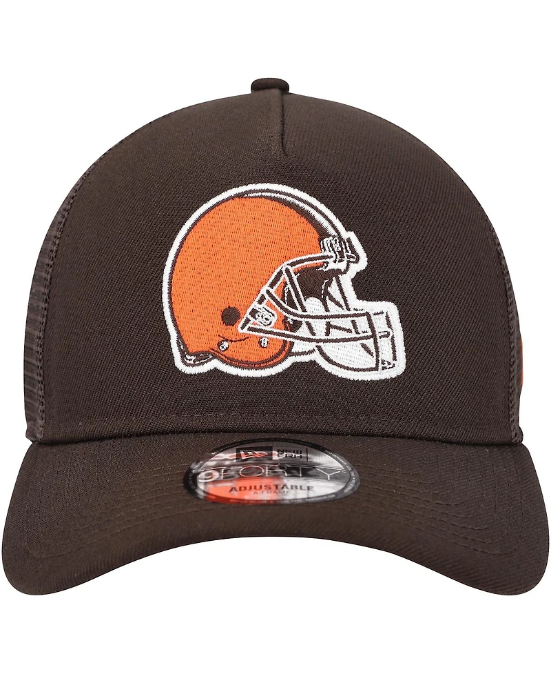 Men's New Era Brown Cleveland Browns A-Frame Trucker 9FORTY Adjustable Hat