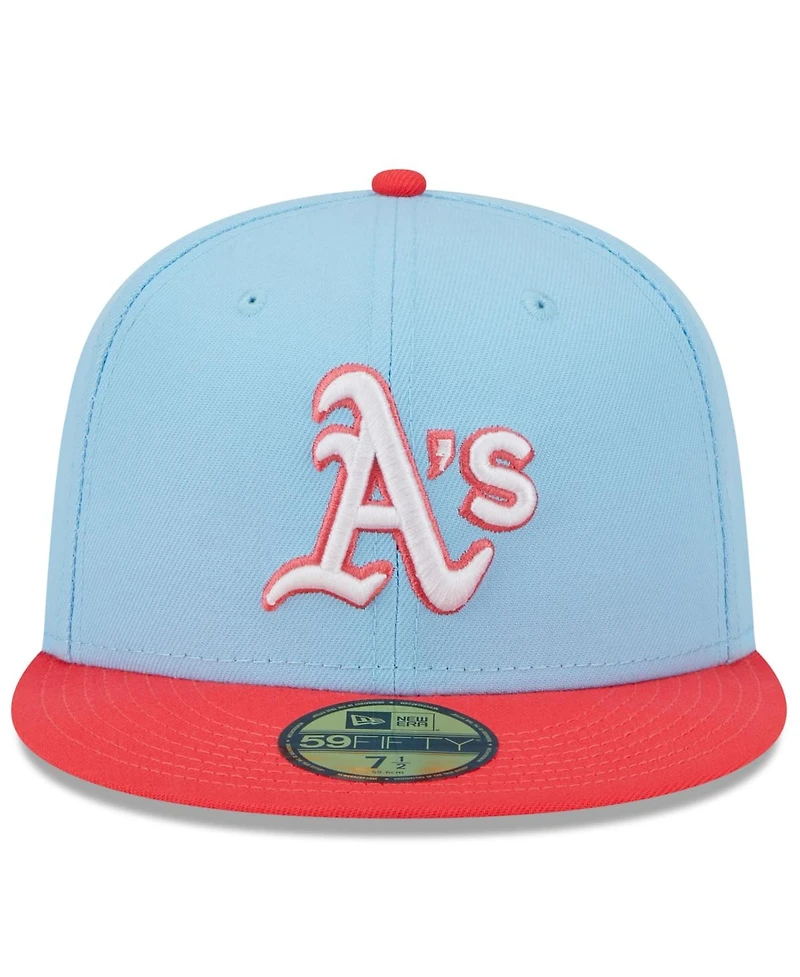 Men's New Era Light Blue, Red Oakland Athletics Spring Color Two-Tone 59FIFTY Fitted Hat