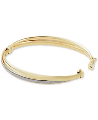 Italian Gold Glitter Crossover Bangle Bracelet in 10k Gold