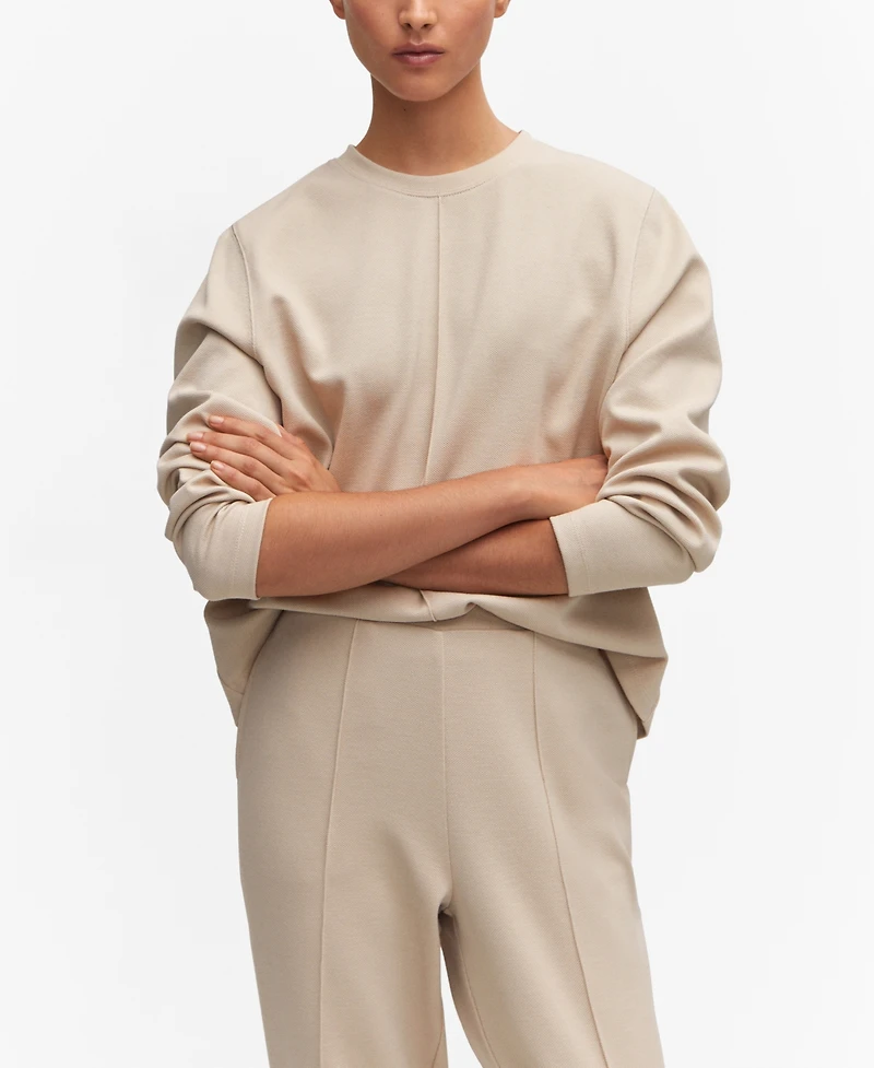 Mango Women's Decorative Stitching Sweatshirt