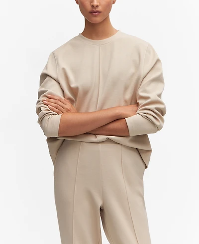 Mango Women's Decorative Stitching Sweatshirt