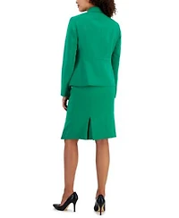 Kasper Womens Two Button Jacket Printed Tie Front Blouse Skirt