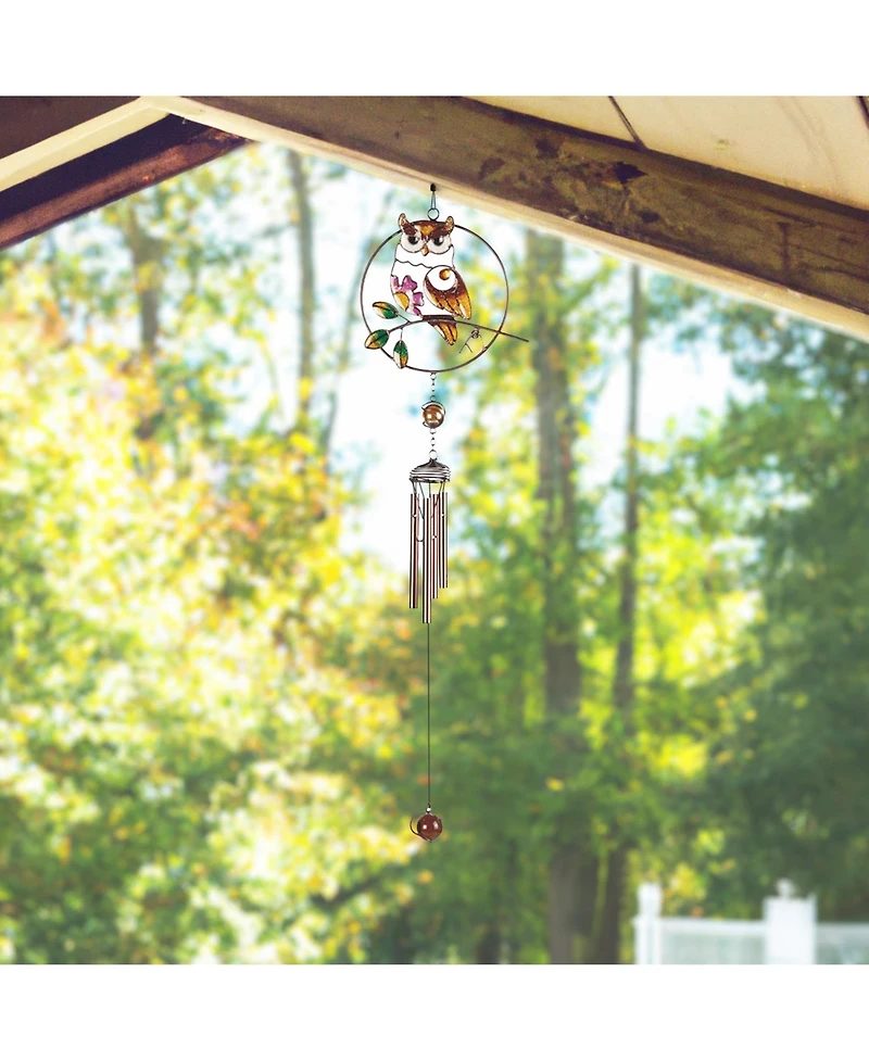 Fc Design 28" Long Owl Wind Chime with Gem Home Decor Perfect Gift for House Warming, Holidays and Birthdays