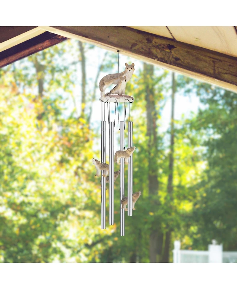 23" Long Wolf Family Round Top Wind Chime