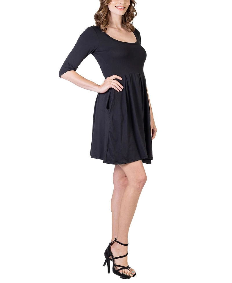 24seven Comfort Apparel Women's Three Quarter Sleeve Mini Dress