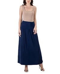 24seven Comfort Apparel Women's Foldover with Pockets Maxi Skirt