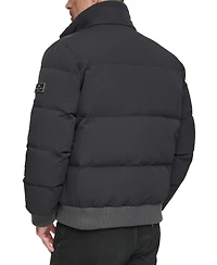 Marc New York Men's Sideling Stretch Crinkle Down Color Block Bomber Jacket