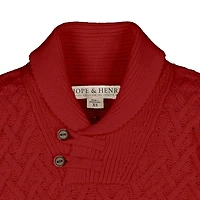Hope & Henry Baby Boys Long Sleeve Shawl Collar Herringbone Cable Sweater with Elbow Patches