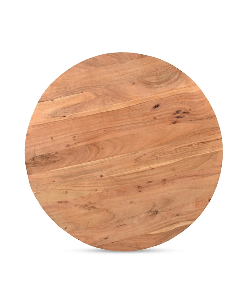 Eske 35.5" Acacia Wood Round Storage Coffee Table