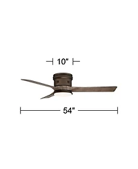 54" Casa Vieja Modern Hugger Low Profile Indoor Outdoor Ceiling Fan with Light Led Remote Bronze Wood Opal Glass Damp Rated Patio