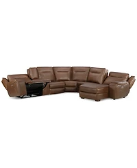 Closeout! Hansley 6-Pc Zero Gravity Leather Sectional with Power Recliner and Chaise, Created for Macy's