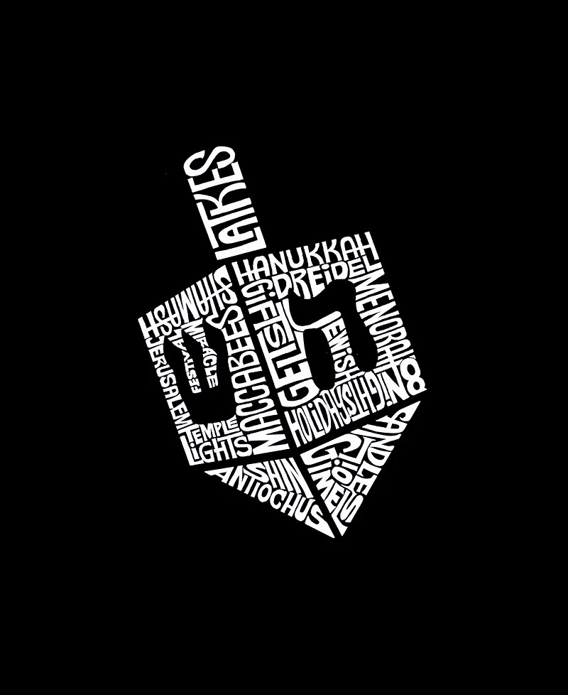 La Pop Art Men's Hanukkah Dreidel Word Long Sleeve T-shirt