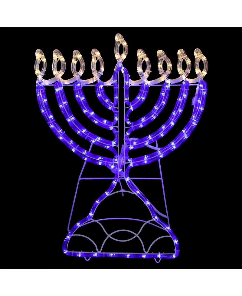 150 Clear and Blue Led Hanukkah Menorah Rope Lights, 1.4 Feet White Wire