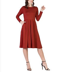 Women's Midi Length Fit and Flare Dress