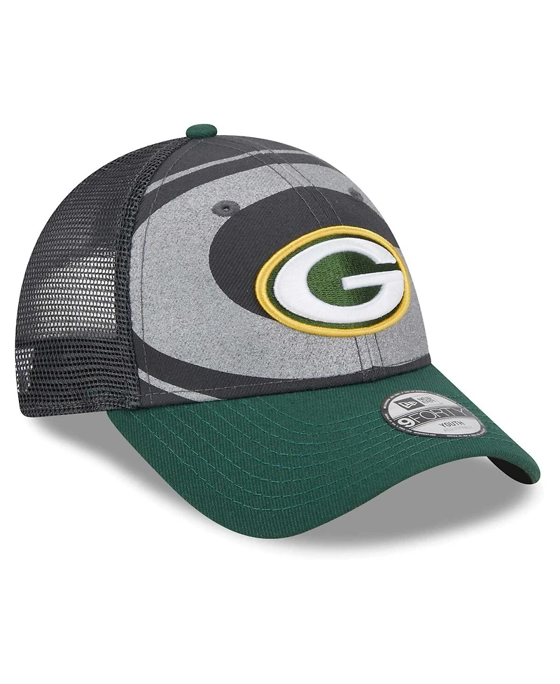 Preschool Boys and Girls New Era Graphite, Green Green Bay Packers Reflect 9FORTY Adjustable Hat