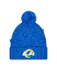 Big Girls New Era Royal Los Angeles Rams Toasty Cuffed Knit Hat with Pom