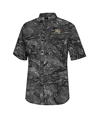 Men's Colosseum Charcoal Wake Forest Demon Deacons Realtree Aspect Charter Full-Button Fishing Shirt