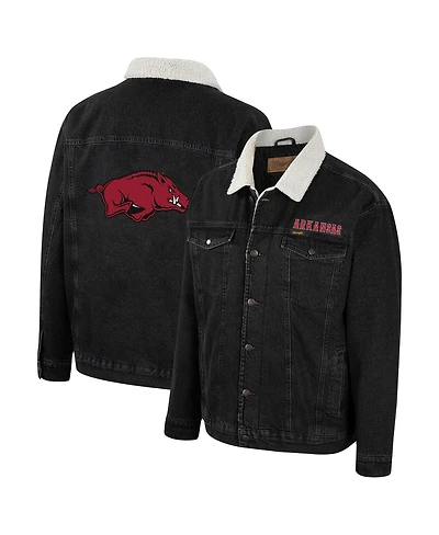 Men's Colosseum x Wrangler Charcoal Arkansas Razorbacks Western Button-Up Denim Jacket