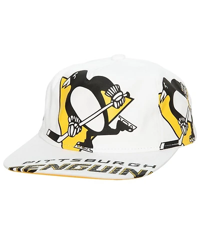 Men's Mitchell & Ness White Pittsburgh Penguins In Your Face Deadstock Snapback Hat