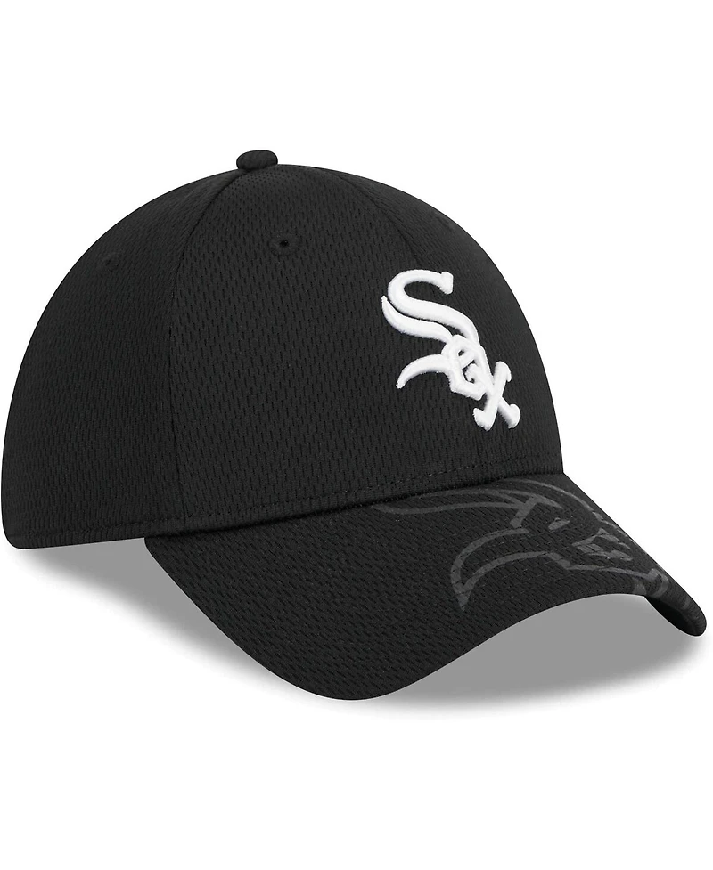 Men's New Era Black Chicago White Sox Top Visor 39THIRTY Flex Hat