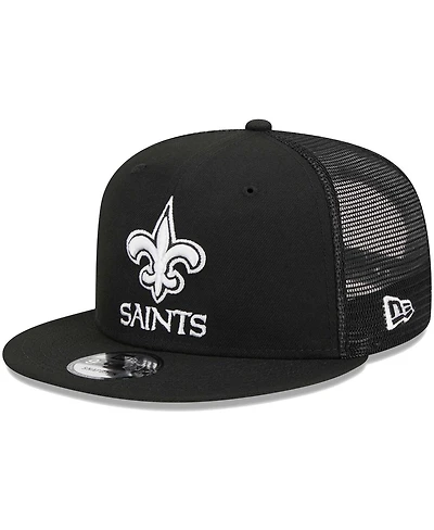 Men's New Era Black New Orleans Saints Main Trucker 9FIFTY Snapback Hat