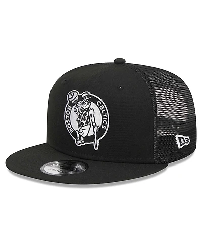 Men's New Era Black Boston Celtics Evergreen 9FIFTY Trucker Snapback Hat
