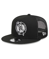 Men's New Era Black Boston Celtics Evergreen 9FIFTY Trucker Snapback Hat