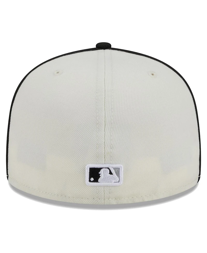 Men's New Era Cream, Black Chicago White Sox Chrome Sutash 59FIFTY Fitted Hat