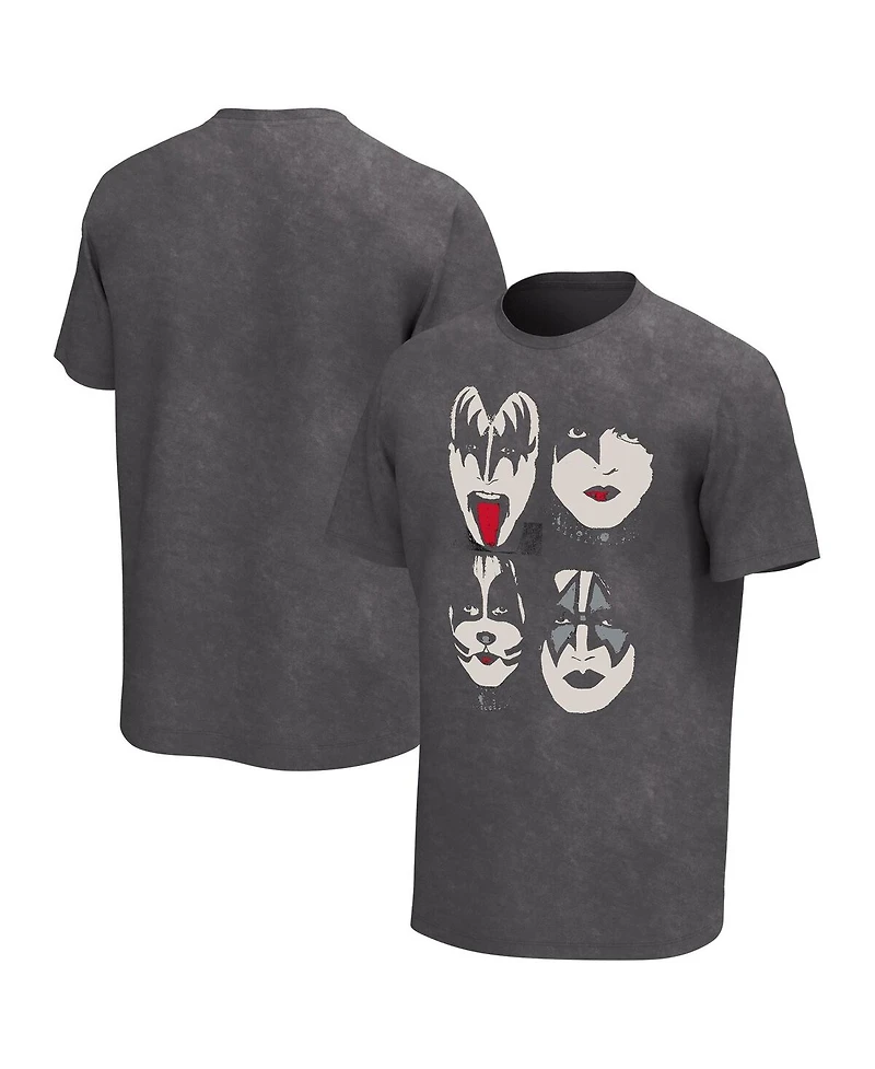 Men's Black Kiss Faces Washed Graphic T-shirt