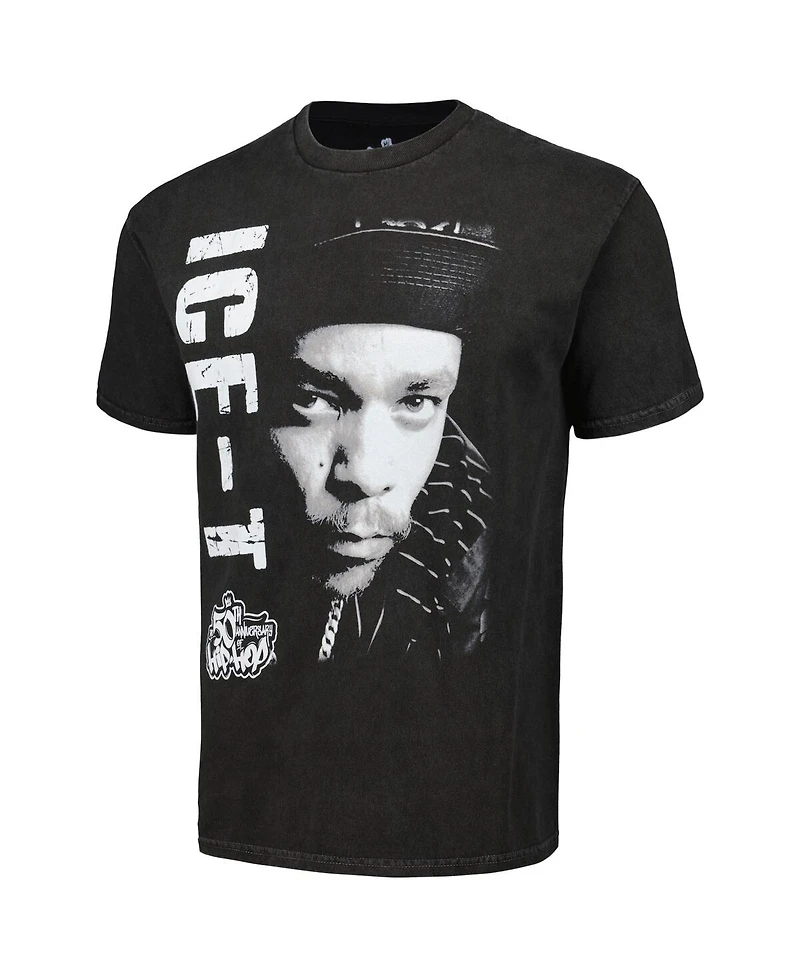 Men's Black 50th Anniversary of Hip Hop Ice-t Washed Graphic T-shirt
