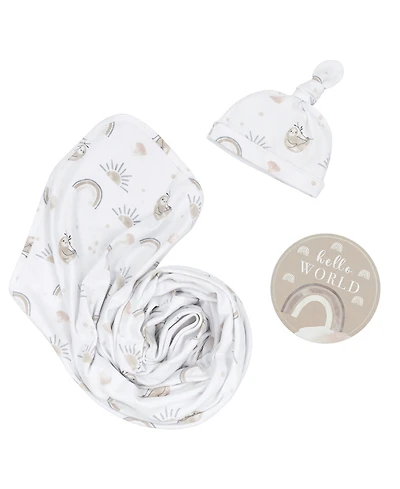 Living Textiles Baby Boys or Baby Girls Hello World Gift Set, 3 Piece
