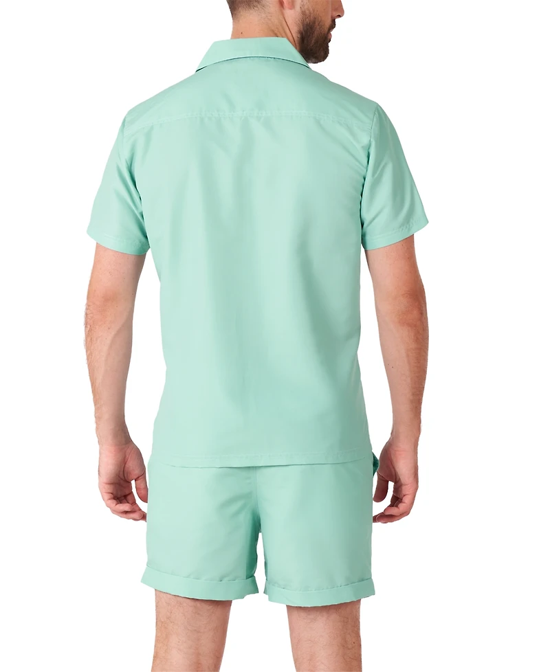 OppoSuits Men's Summer set - 2 Piece Beach Wear Mint Green Blue Matching Shirt and Shorts