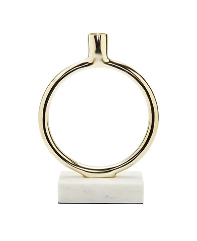 Classic Touch Circular Taper Candle Holder On Marble Base, 9.75" H