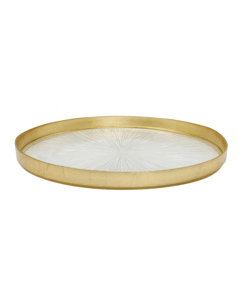 Classic Touch 13" Crystal Glass Chargers with Gold Border 4 Piece Set, Service for 4