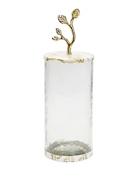 Glass Canister with Gold-Tone Marble Lid and Leaf Handle
