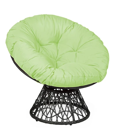 Rattan Papasan Chair Ergonomic 360-degree Swivel Soft Cushion Garden
