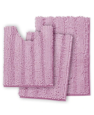 3 Piece Ultra Soft Non Slip Chenille Bath Rug Set - Small + Large + Contour