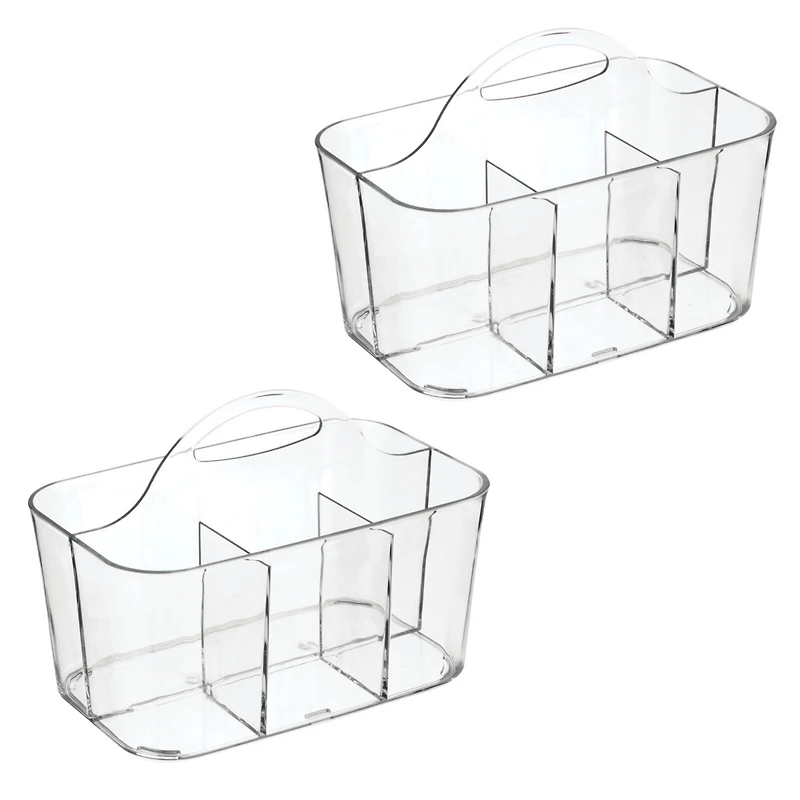 mDesign Plastic Craft & Sewing Storage Organizer Caddy Tote Bin - 2 Pack - Clear