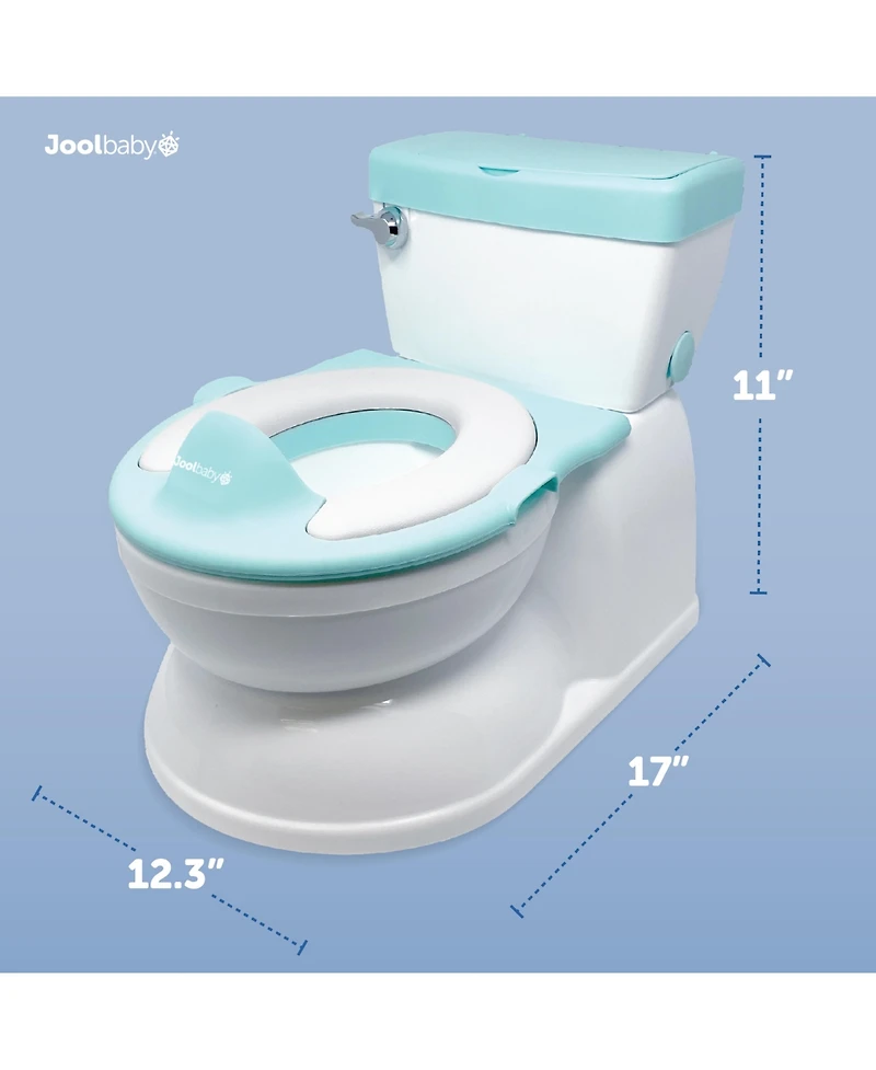 Real Feel 2-in-1 Potty with Wipes Storage, Flushing Sounds & Disposable Liners - Realistic Toilet - Easy to Clean & Assemble - Jool Baby (Aqua)
