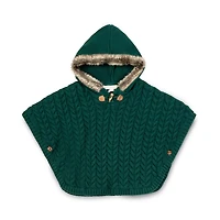 Hope & Henry Girls Cable Sweater Cape with Hood